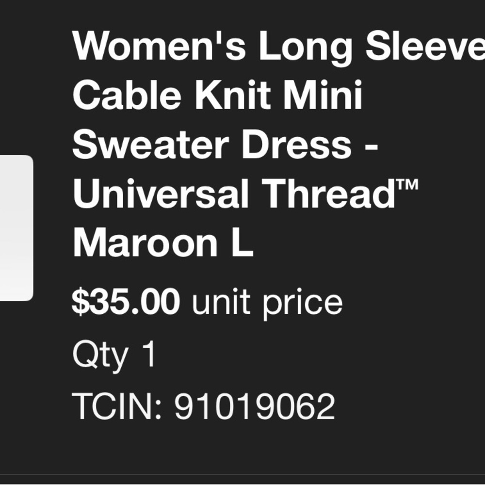 Universal Thread Long Sleeve Cable Knit Dress - Burgundy - Picture 3 of 4